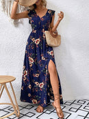 Vestido Longo Floral Com Fenda