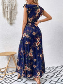 Vestido Longo Floral Com Fenda