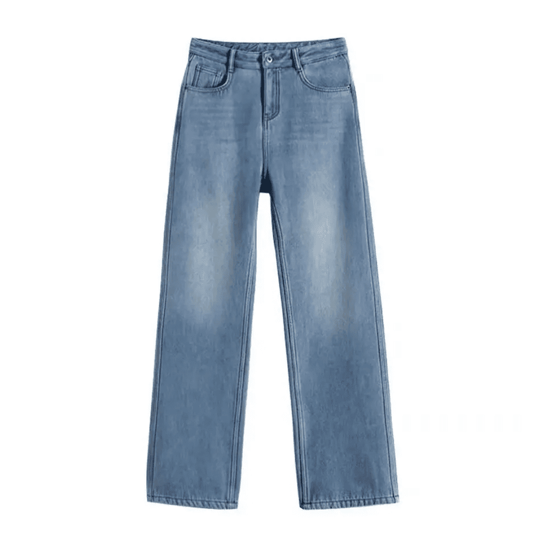 Calça Jeans Wide Leg Feminina Peluciada + Meia Térmica