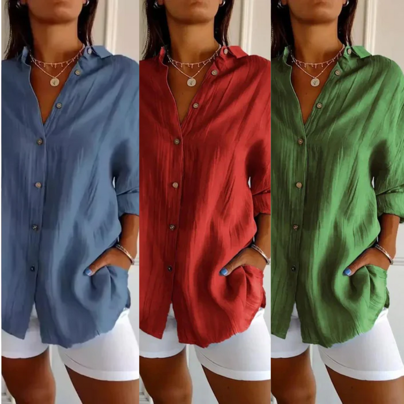 [Liquidação: Compre 1 e Leve 3] Camisa Ibiza em Linho de Algodão com Design Semi Plissado