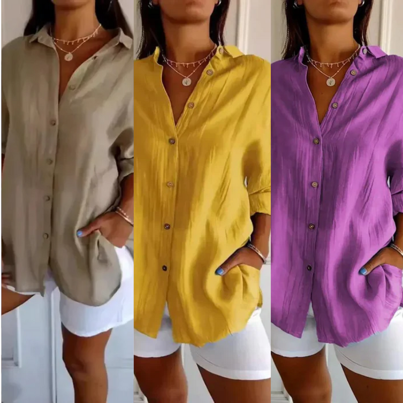 [Liquidação: Compre 1 e Leve 3] Camisa Ibiza em Linho de Algodão com Design Semi Plissado