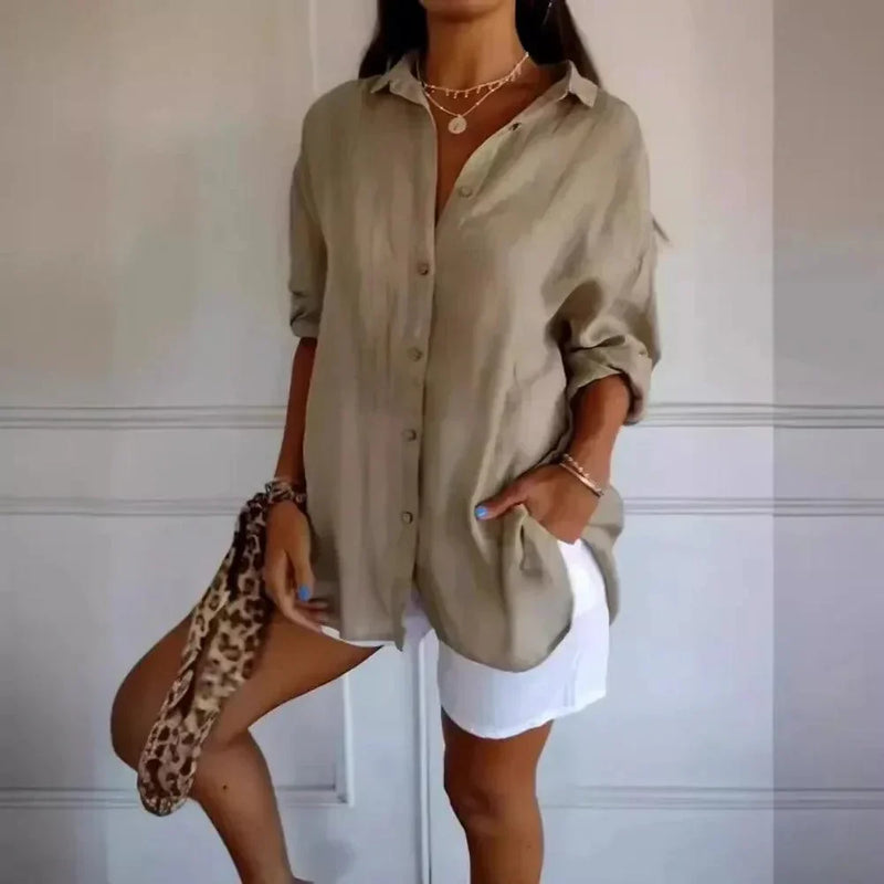 [Liquidação: Compre 1 e Leve 3] Camisa Ibiza em Linho de Algodão com Design Semi Plissado