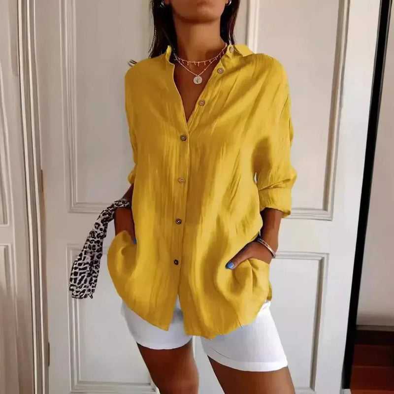 [Liquidação: Compre 1 e Leve 3] Camisa Ibiza em Linho de Algodão com Design Semi Plissado
