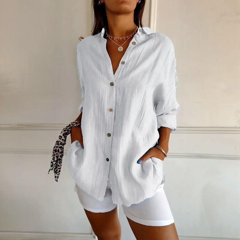 [Liquidação: Compre 1 e Leve 3] Camisa Ibiza em Linho de Algodão com Design Semi Plissado