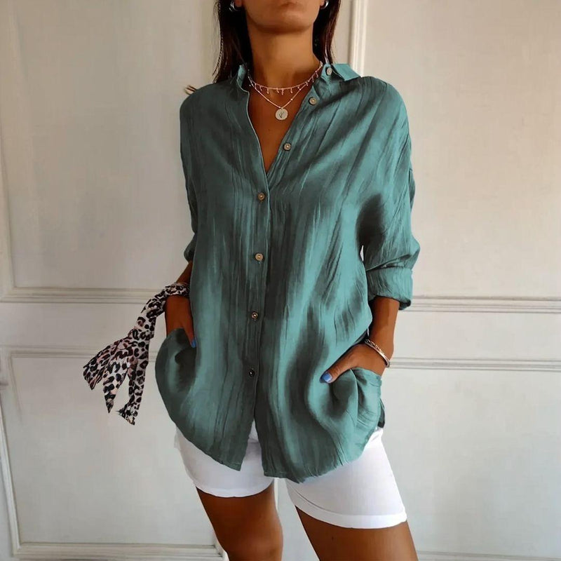 [Liquidação: Compre 1 e Leve 3] Camisa Ibiza em Linho de Algodão com Design Semi Plissado