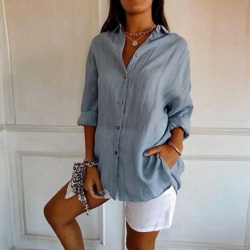 [Liquidação: Compre 1 e Leve 3] Camisa Ibiza em Linho de Algodão com Design Semi Plissado
