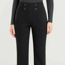 [Llevate 3, Pagá Solo 2] Pantalón Femenino Solena de Algodón, Poliéster y Viscosa, Tiro Alto con Botones al Frente